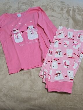 Gymboree Pink Snowman Pajama Set